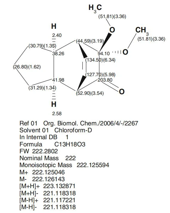 图1.9ACD/NMR 数据库中展示的一个结构示例及其相关信息。