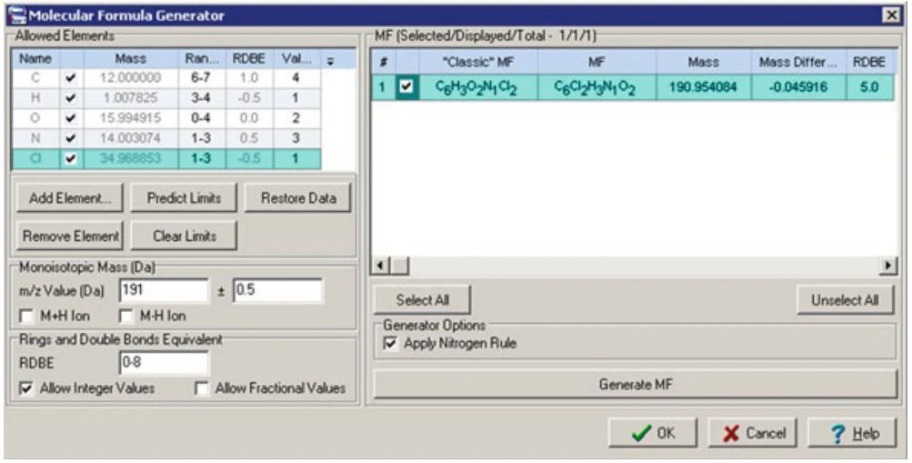 图3.9 挑战2：Molecular Formula Generator 窗口