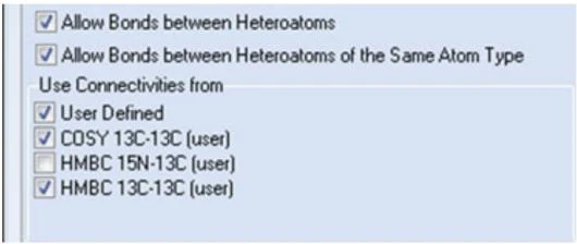 图4.58 Geralcin A：关闭H–N HMBC 数据的结构生成选项