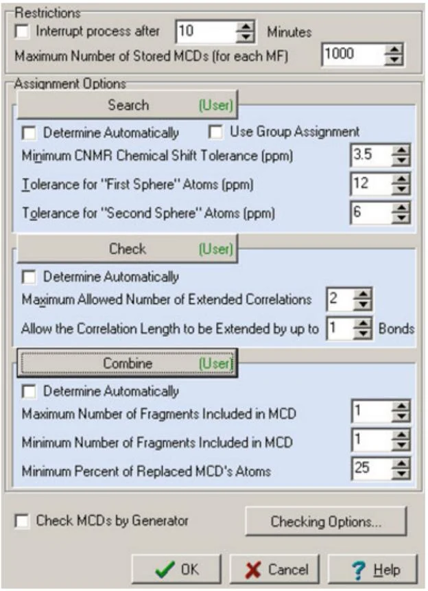 图5.69 Psammaplysin I：Create MCD Options 窗口的右侧部分