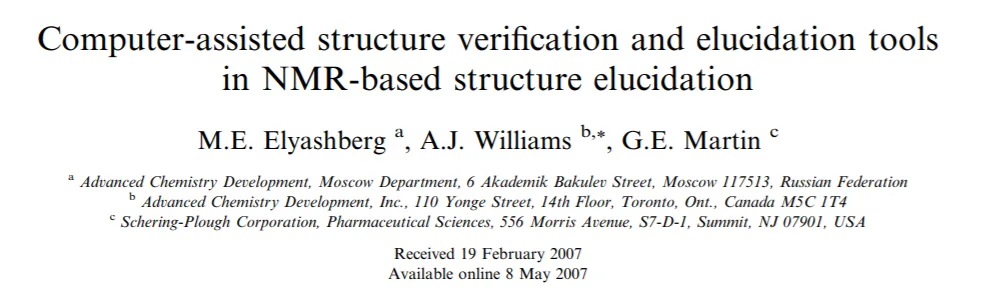 计算机辅助结构解析软件 Structure Elucidator 的发展历程