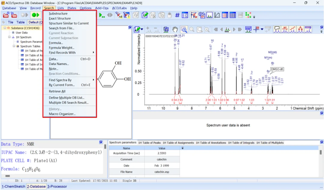NMR Workbook Suite 提供的数据检索方式